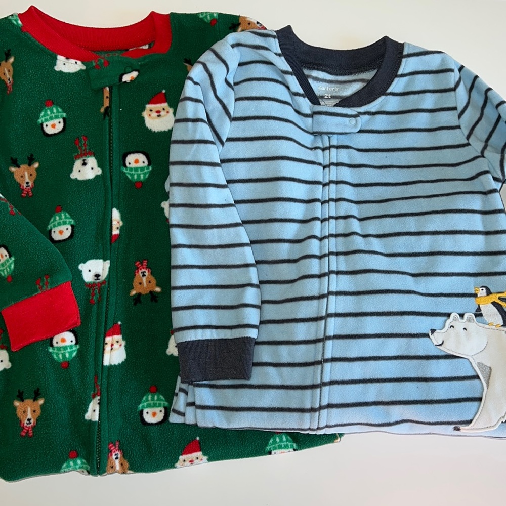 Toddler Carters Fleece Zip-Up Footie PJs (2 pairs) 2T